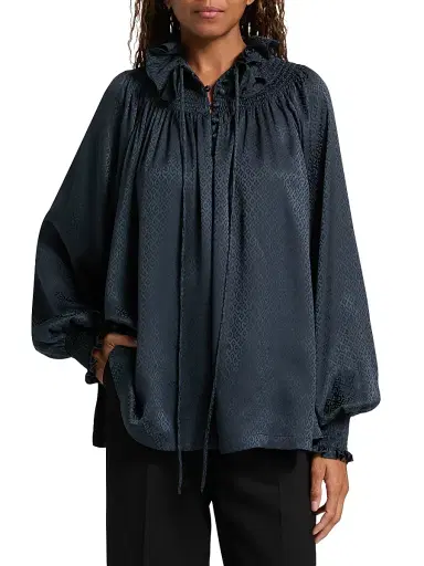 Burberry Women's Ros Silk Blouse - Silhouette Black - Size 6 | Thumbnail 2