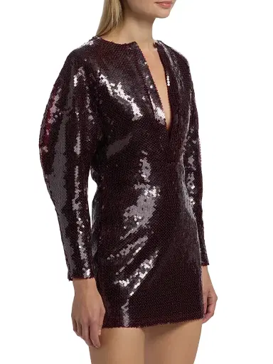 16Arlington Women's Mitilla Split Neck Sequin Minidress | Thumbnail 4 16Arlington Women's Mitilla Split Neck Sequin Minidress | Thumbnail 4