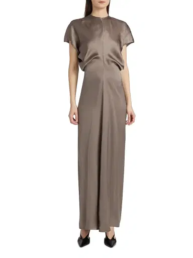 TOTEME Women's Slouch-Waist Satin Maxi Dress - Taupe - Size 8 | Thumbnail 3 TOTEME Women's Slouch-Waist Satin Maxi Dress - Taupe - Size 8 | Thumbnail 3
