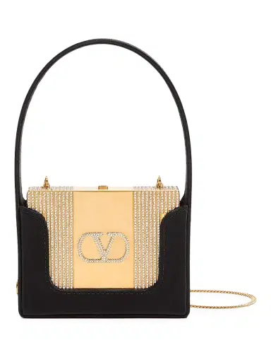 Valentino Garavani Women's Minaumorphe Minaudière Clutch in Metal with Swarovski Crystals | Thumbnail 1 Valentino Garavani Women's Minaumorphe Minaudière Clutch in Metal with Swarovski Crystals | Thumbnail 1