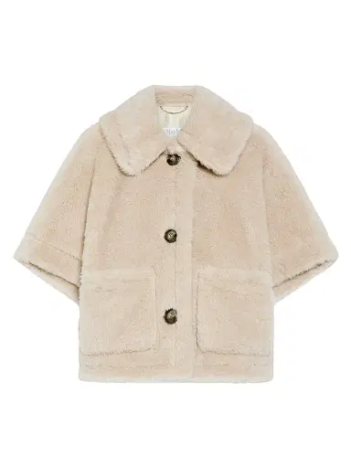 Max Mara Women's Cape in Alpaca and Wool Teddy Fabric - Beige - Size Medium | Thumbnail 1 Max Mara Women's Cape in Alpaca and Wool Teddy Fabric - Beige - Size Medium | Thumbnail 1