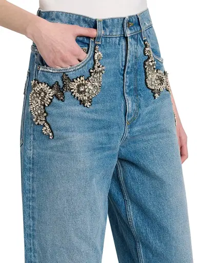 Dolce & Gabbana Women's Crystal-Embellished High-Rise Wide-Leg Jeans - Variante Abbinata | Thumbnail 6 Dolce & Gabbana Women's Crystal-Embellished High-Rise Wide-Leg Jeans - Variante Abbinata | Thumbnail 6
