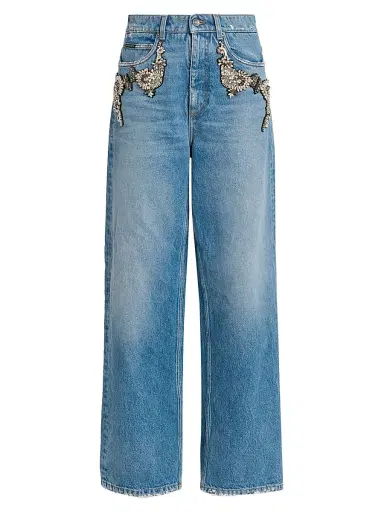 Dolce & Gabbana Women's Crystal-Embellished High-Rise Wide-Leg Jeans - Variante Abbinata | Thumbnail 1 Dolce & Gabbana Women's Crystal-Embellished High-Rise Wide-Leg Jeans - Variante Abbinata | Thumbnail 1