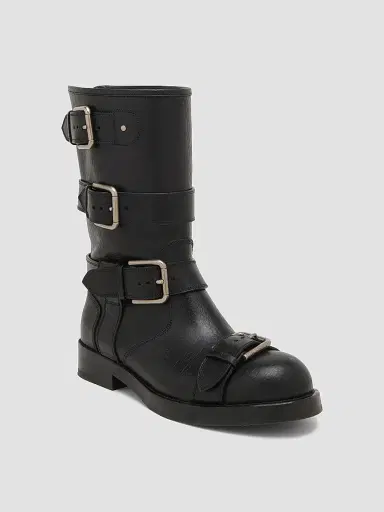 Dolce & Gabbana Women's Buckle-Detail Leather Moto Boots - Nero - Size 6 | Thumbnail 2 Dolce & Gabbana Women's Buckle-Detail Leather Moto Boots - Nero - Size 6 | Thumbnail 2
