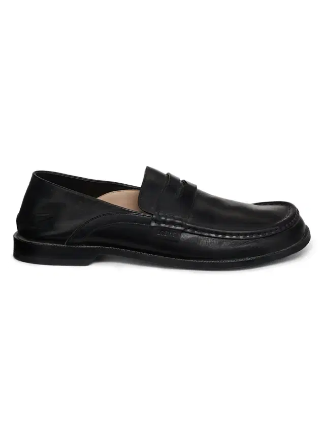 Men's Campo Flap Back Leather Penny Loafers - Black