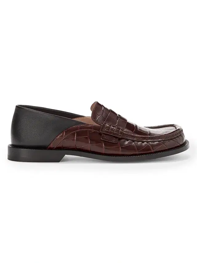 Men's Campo Croco-Embossed Leather Flap-Back Loafers - Dark Brown Black
