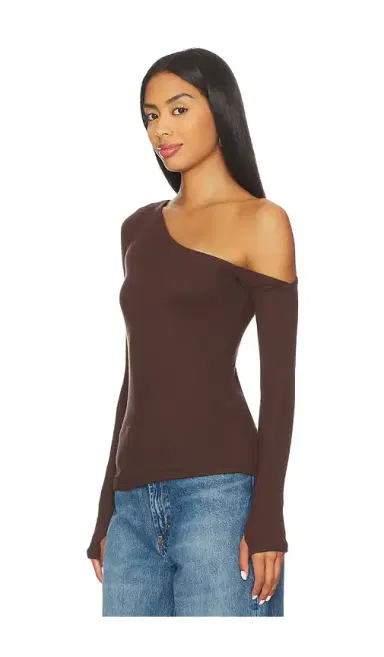 Michael Lauren Magdaleno Long Sleeve Fitted Asymmetrical Cold Shoulder Top | Thumbnail 2 Michael Lauren Magdaleno Long Sleeve Fitted Asymmetrical Cold Shoulder Top | Thumbnail 2