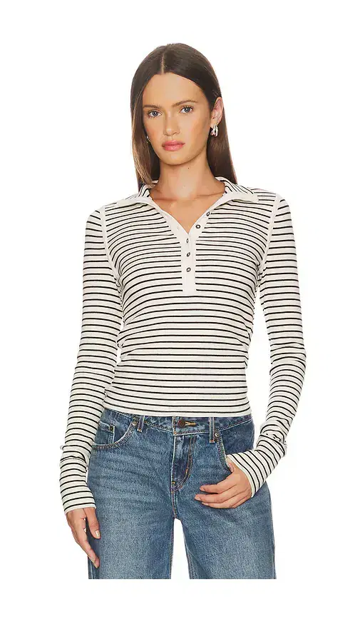 Free People x We The Free Lake Henley Stripe In Tea Combo