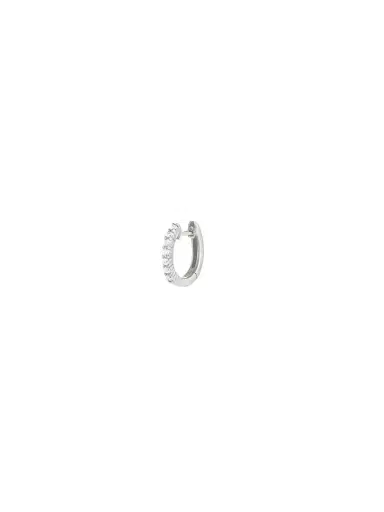 Wish Fine Jewelry 0.10ct Diamond 18k White Gold Hoops - One Side | Thumbnail 1
