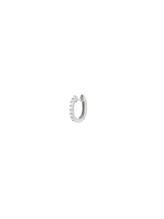 Wish Fine Jewelry 0.10ct Diamond 18k White Gold Hoops - One Side