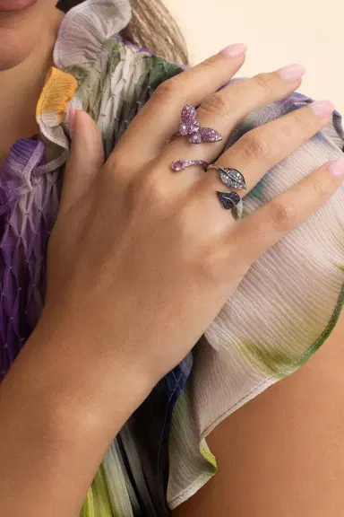 STEFERE White Diamond Blue Sapphire Garden Ring | Thumbnail 3