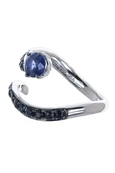 STEFERE White Diamond Blue Sapphire Snake Ring | Thumbnail 5
