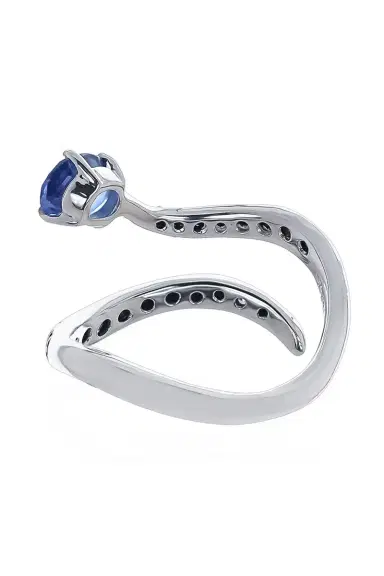 STEFERE White Diamond Blue Sapphire Snake Ring | Thumbnail 6