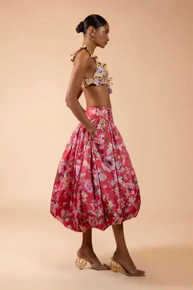 PatBo PEONY DOTS PRINT LYCRA RUFFLE BIKINI TOP (RUNWAY) | Thumbnail 4