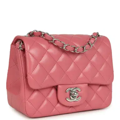 Chanel Chanel Mini Classic Square Flap Bag Pink Lambskin Silver Hardware | Thumbnail 2 Chanel Chanel Mini Classic Square Flap Bag Pink Lambskin Silver Hardware | Thumbnail 2