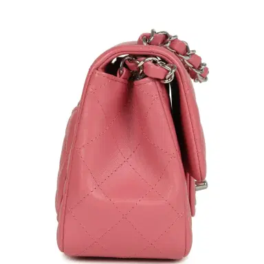 Chanel Chanel Mini Classic Square Flap Bag Pink Lambskin Silver Hardware | Thumbnail 3 Chanel Chanel Mini Classic Square Flap Bag Pink Lambskin Silver Hardware | Thumbnail 3