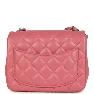 Chanel Chanel Mini Classic Square Flap Bag Pink Lambskin Silver Hardware | Thumbnail 4 Chanel Chanel Mini Classic Square Flap Bag Pink Lambskin Silver Hardware | Thumbnail 4