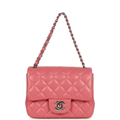 Chanel Chanel Mini Classic Square Flap Bag Pink Lambskin Silver Hardware | Thumbnail 7 Chanel Chanel Mini Classic Square Flap Bag Pink Lambskin Silver Hardware | Thumbnail 7