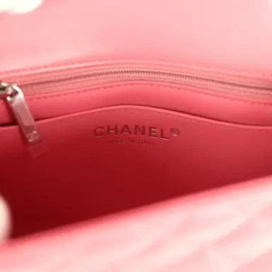 Chanel Chanel Mini Classic Square Flap Bag Pink Lambskin Silver Hardware | Thumbnail 9 Chanel Chanel Mini Classic Square Flap Bag Pink Lambskin Silver Hardware | Thumbnail 9