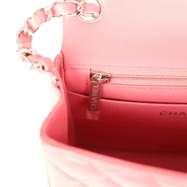 Chanel Chanel Mini Classic Square Flap Bag Pink Lambskin Silver Hardware | Thumbnail 10 Chanel Chanel Mini Classic Square Flap Bag Pink Lambskin Silver Hardware | Thumbnail 10