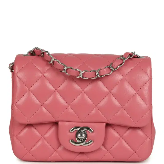 Chanel Chanel Mini Classic Square Flap Bag Pink Lambskin Silver Hardware