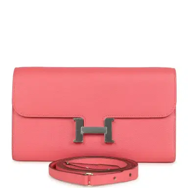 HERMÈS Hermes Constance Wallet To Go Rose Azalee Evercolor Palladium Hardware | Thumbnail 1