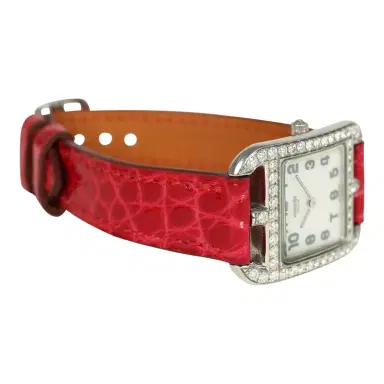 HERMÈS Pre-owned Hermes Cape Cod Watch Large Braise Shiny Alligator Steel Hardware & Diamonds | Thumbnail 5 HERMÈS Pre-owned Hermes Cape Cod Watch Large Braise Shiny Alligator Steel Hardware & Diamonds | Thumbnail 5
