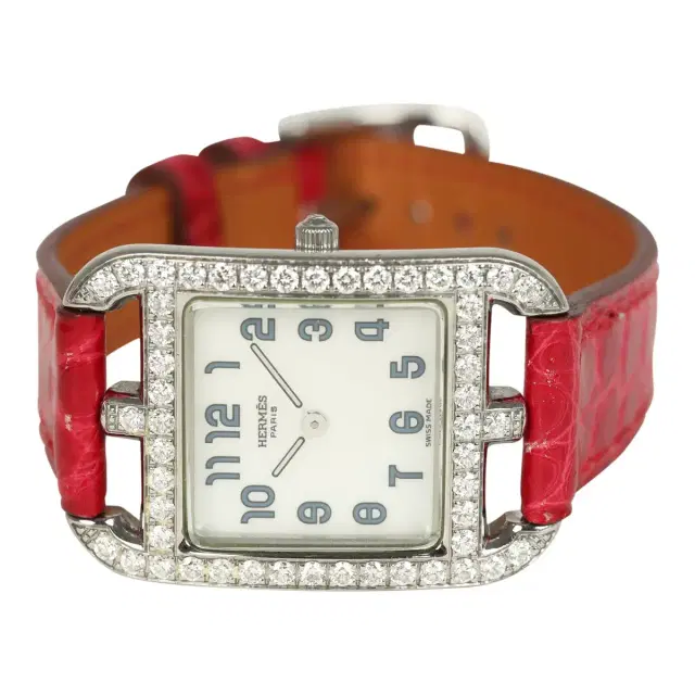 hermes Pre-owned Hermes Cape Cod Watch Large Braise Shiny Alligator Steel Hardware & Diamonds
