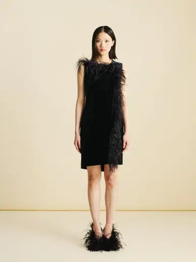 Akris Feather-Trim Short Dress | Thumbnail 3 Akris Feather-Trim Short Dress | Thumbnail 3