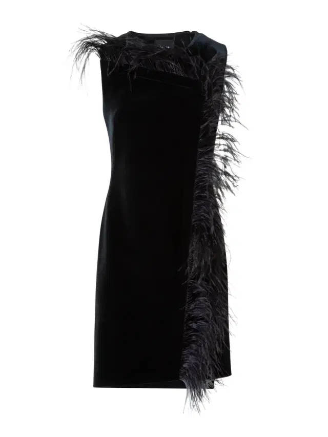 Feather-Trim Short Dress