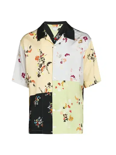 Bottega Veneta Men's Colorblocked Floral Button-Front Shirt | Thumbnail 1 Bottega Veneta Men's Colorblocked Floral Button-Front Shirt | Thumbnail 1