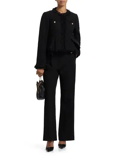 Cinq à Sept Women's Misty Tweed Handkerchief Jacket - Black | Thumbnail 2
