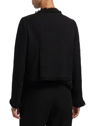 Cinq à Sept Women's Misty Tweed Handkerchief Jacket - Black | Thumbnail 5