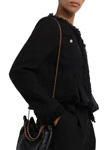 Cinq à Sept Women's Misty Tweed Handkerchief Jacket - Black | Thumbnail 6