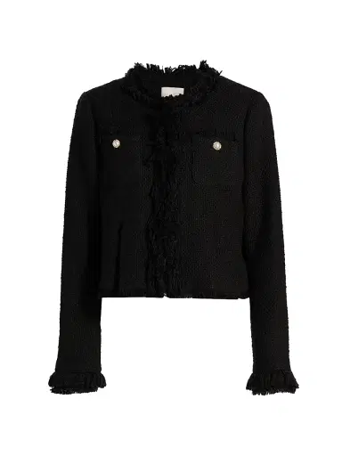 Cinq à Sept Women's Misty Tweed Handkerchief Jacket - Black | Thumbnail 1