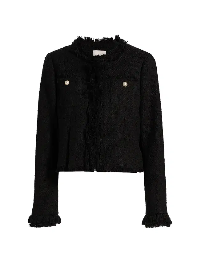 Cinq à Sept Women's Misty Tweed Handkerchief Jacket - Black