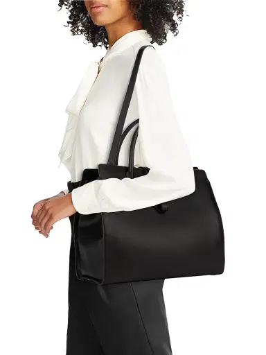 Nili Lotan Women's Lou Leather Top Handle Bag - Black | Thumbnail 3