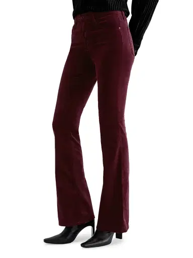AG Jeans Women's Farrah Stretch-Velvet High-Rise Boot-Cut Pants - Winery | Thumbnail 5