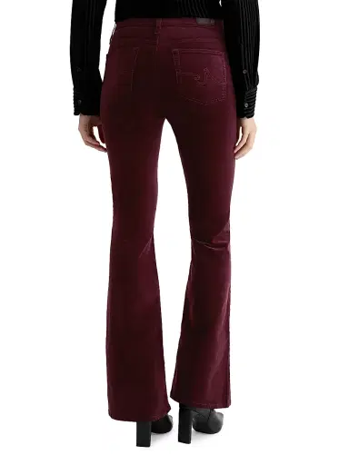 AG Jeans Women's Farrah Stretch-Velvet High-Rise Boot-Cut Pants - Winery | Thumbnail 6