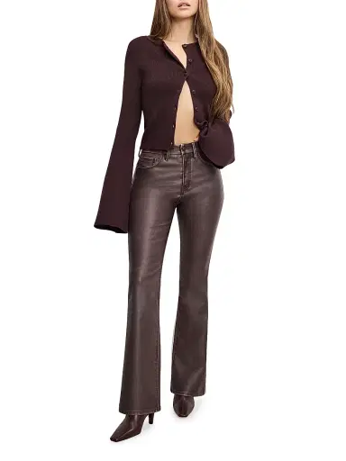 GOOD AMERICAN Women's GoodClassic Faux-Leather Boot-Cut Pants | Thumbnail 2
