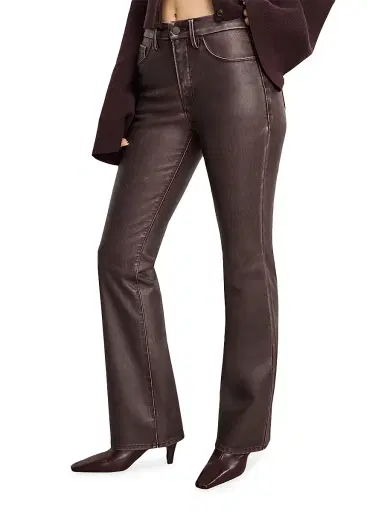 GOOD AMERICAN Women's GoodClassic Faux-Leather Boot-Cut Pants | Thumbnail 3