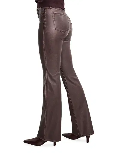 GOOD AMERICAN Women's GoodClassic Faux-Leather Boot-Cut Pants | Thumbnail 4