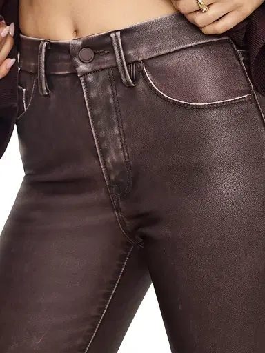 GOOD AMERICAN Women's GoodClassic Faux-Leather Boot-Cut Pants | Thumbnail 6