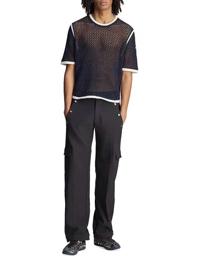 Men's  x Wales Bonner Web Knit T-Shirt - Wonderwhitegreenbluebird