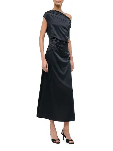Staud Women's Phare Silk One-Shoulder Midi-Dress - Black - Size 8 | Thumbnail 3