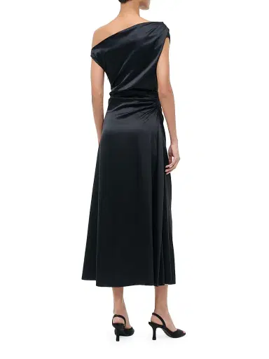 Staud Women's Phare Silk One-Shoulder Midi-Dress - Black - Size 8 | Thumbnail 5