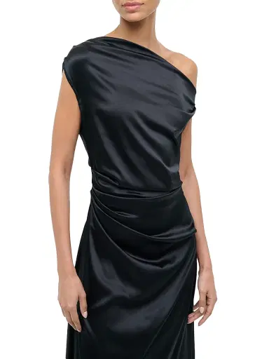 Staud Women's Phare Silk One-Shoulder Midi-Dress - Black - Size 8 | Thumbnail 6