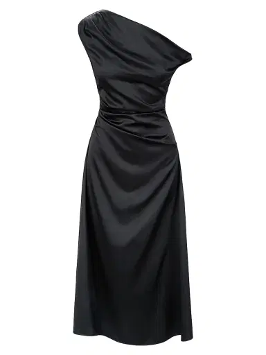 Staud Women's Phare Silk One-Shoulder Midi-Dress - Black - Size 8 | Thumbnail 1