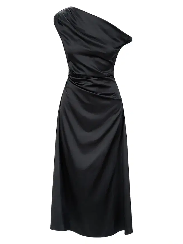 Women's Phare Silk One-Shoulder Midi-Dress - Black