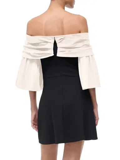 Staud Women's Harper Off-the-Shoulder Minidress - Black Ivory - Size XS | Thumbnail 4 Staud Women's Harper Off-the-Shoulder Minidress - Black Ivory - Size XS | Thumbnail 4